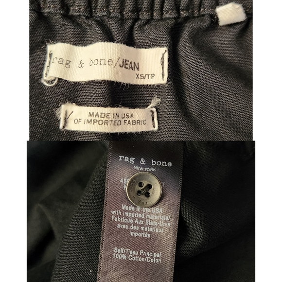 Rag & Bone Elastic Off Shoulder Long Sleeve Side Button Cotton Shirt Black XS - Picture 10 of 11